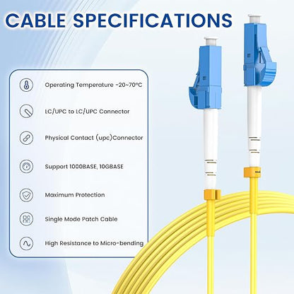 OS2 LC to LC Fiber Patch Cable 3m/10ft, 1G/10Gb 9/125um SIMPLEX LC/UPC SMF - Image 5