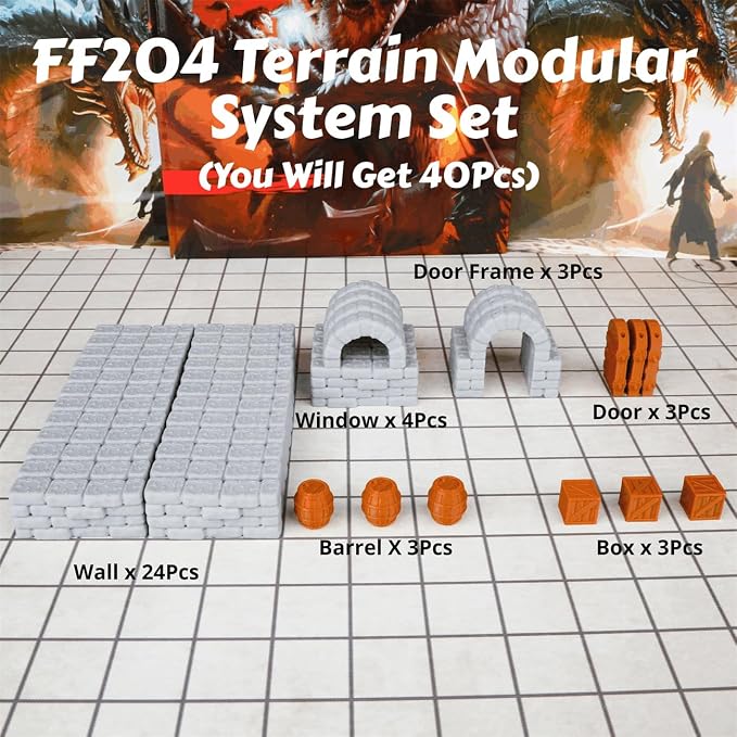 Dungeon Walls 40pcs 28mm Miniature RPG Modular System DND Terrain Building - Image 4