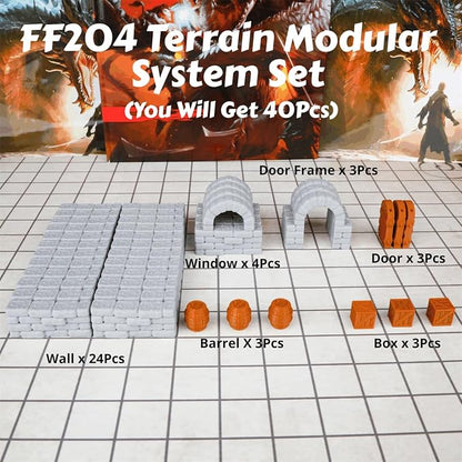 Dungeon Walls 40pcs 28mm Miniature RPG Modular System DND Terrain Building - Image 4