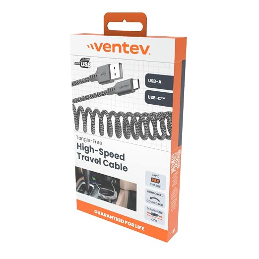 Ventev - Chargesync Helix Cable 14" USB A to USB C, Cloth Covered, Flexible - Image 7