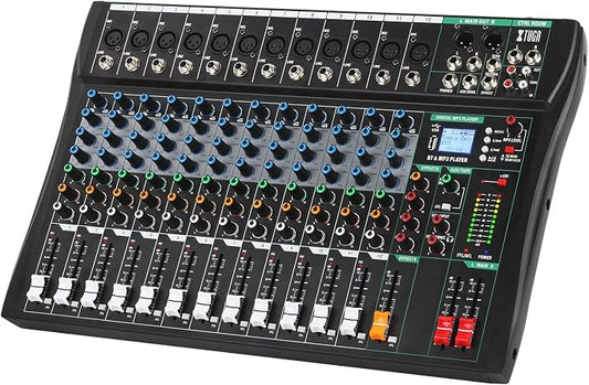 XTUGA 12 Channel Audio Mixer Sound Board Mixing Console, Audio Interface PC USB by XTUGA