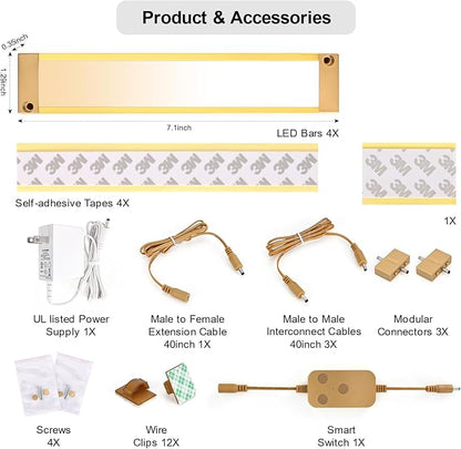 4pack 7inch Dimmable LED Kitchen Light Kit, 2700-6000K Smart Closet Cabinet - Image 2