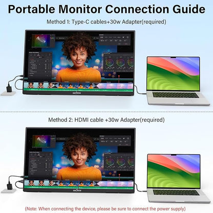 InnoView 23.8" Large Portable Monitor, FHD 144HZ 100% SRGB IPS USB-C HDMI Work - Image 4