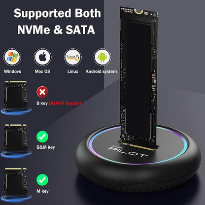M.2 NVMe & SATA to USB C Docking Station, M.2 SSD to USB A C Reader Adapter - Image 2