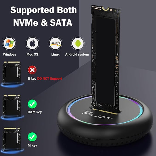 M.2 NVMe & SATA to USB C Docking Station, M.2 SSD to USB A C Reader Adapter - Image 2