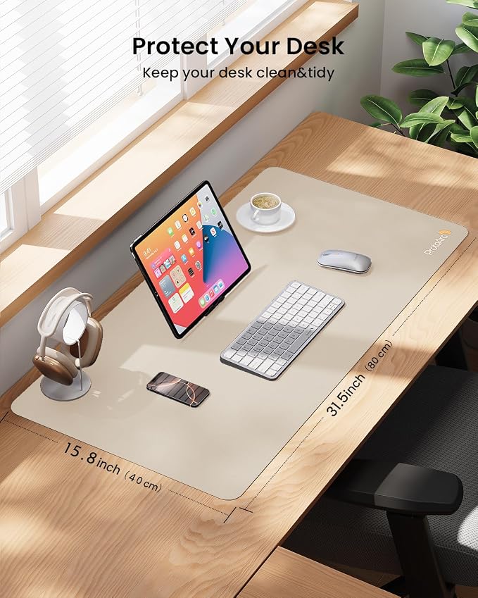 ProtoArc Leather Desk Mat, Large Mouse Pad- 31.5×15.8 inch, Non-Slip PU Leather - Image 5
