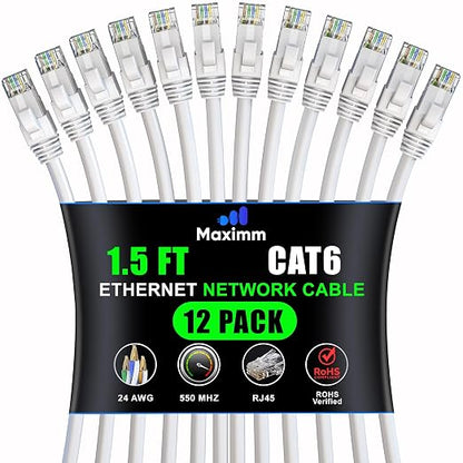 Maximm Cat 6 Ethernet Cable 1.5 Ft, Cat6 Cable, LAN Cable, Internet Cable by MaximmCable