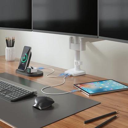 WALI White Triple Monitor Mount, 3 Monitor Desk Mount - Image 2