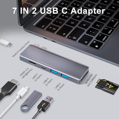 USB C Hub, USB C Adapter, 7 in 2 USB-C Hub - Image 2