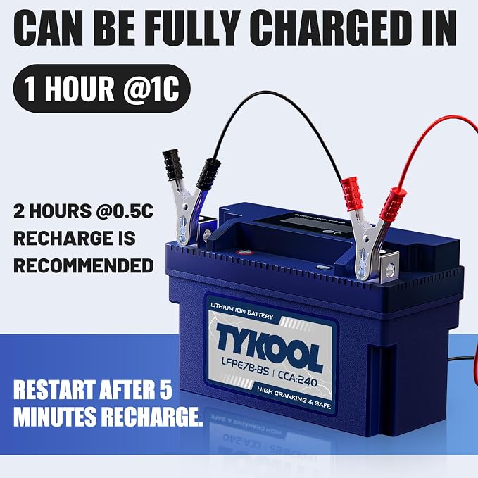 YT7B-BS 12V 4Ah 240CCA LiFePO4 Motorcycle Battery, Built in BMS, - Image 3