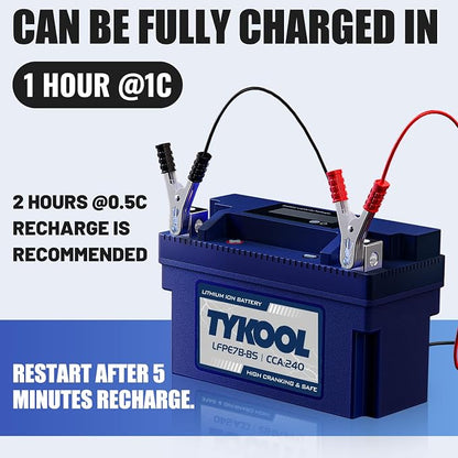 YT7B-BS 12V 4Ah 240CCA LiFePO4 Motorcycle Battery, Built in BMS, - Image 3