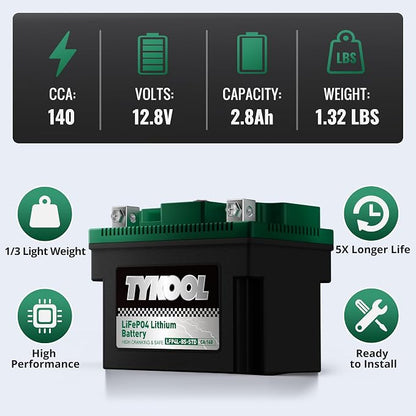 TYKOOL YTX4L-BS YTZ5S Lithium LiFePO4 Motorcycle Battery, 2X Cranking Amps 140A - Image 4