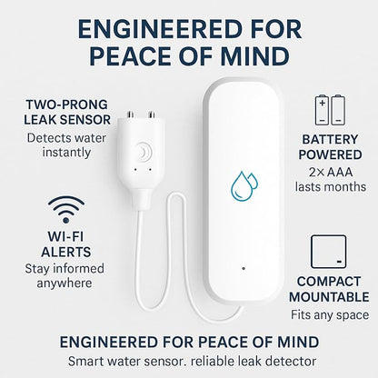 Water Pal Smart WiFi Water Leak Detector, Battery-Powered Leak Sensor - Image 3