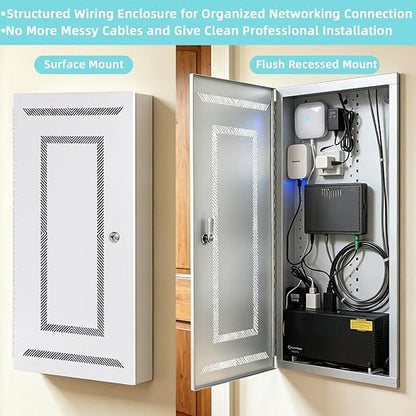XMK 30 Inch Media Enclosure, Structured Wiring WiFi Electrical Box, Cable - Image 6