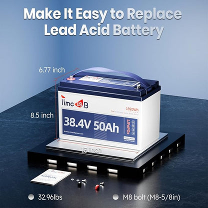 36V 50Ah Lithium Battery, Timeusb 36V LiFePO4 Battery - Image 2