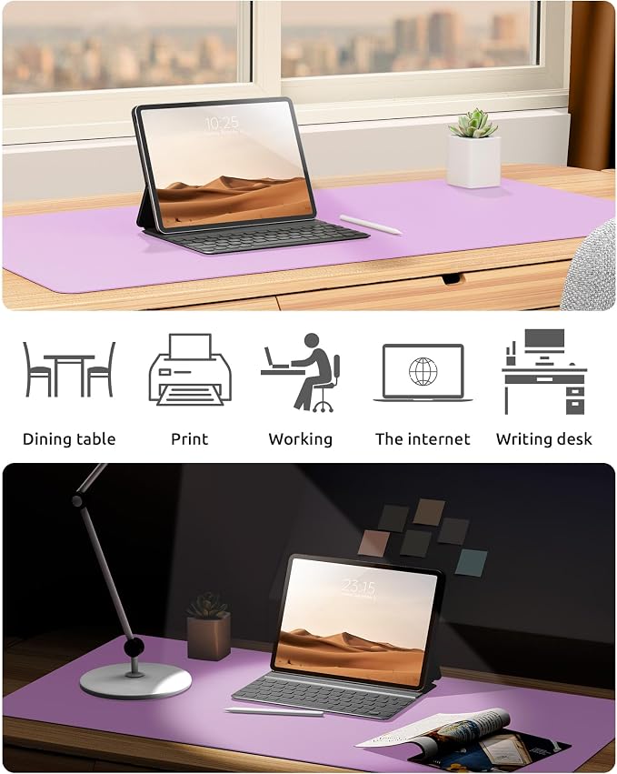 YSAGi Leather Desk Pad Protector, Office Desk Mat, Large Mouse Pad, Non-Slip PU - Image 6