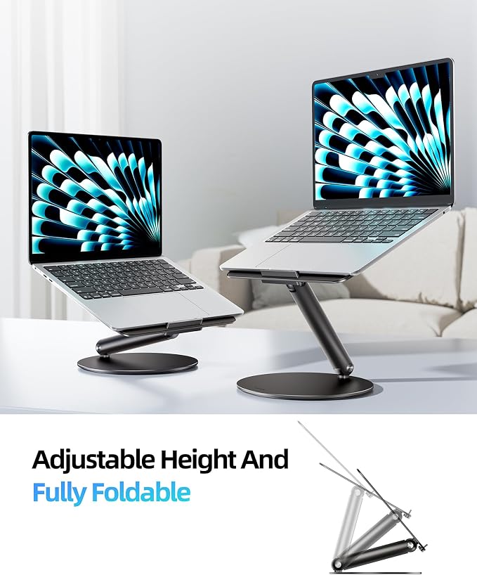 LULULOOK Laptop Stand for Desk, Full Aluminum Computer Stand, 360 Rotating - Image 3