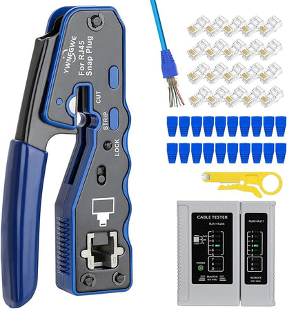RJ45 Crimp Tool Kit Pass Thru Ethernet Crimper by YWNEGWE