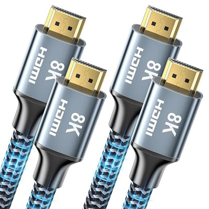 8K HDMI Cable 8 ft 2Pack, 48Gbps High Speed HDMI 2.1 Cable, Braided HDMI Cable by CABNEER