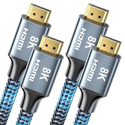 8K HDMI Cable 15 ft 2Pack, 48Gbps High Speed HDMI 2.1 Cable, Braided HDMI Cable by CABNEER