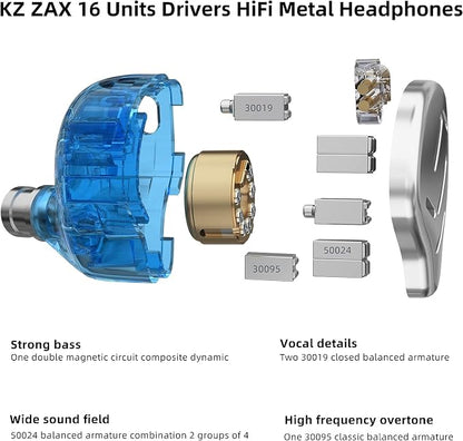 CCA KZ Zax in Ear Monitor Headphones 16 Units 7BA 1DD Hybrid Drivers HiFi IEM - Image 4