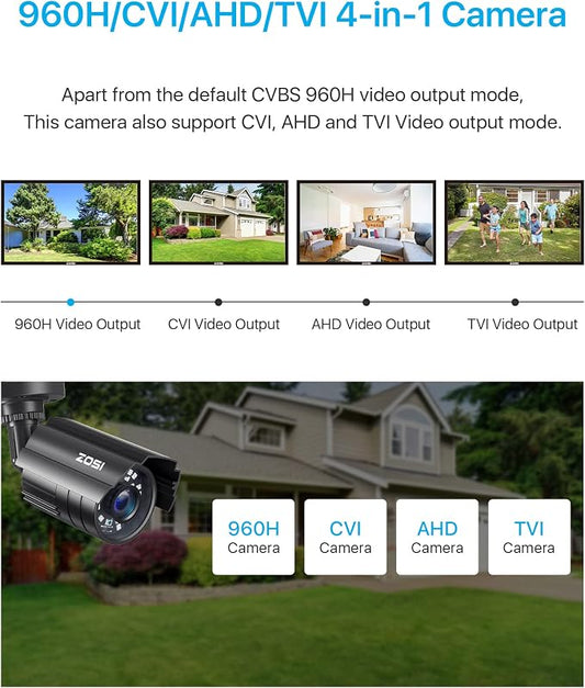 ZOSI 1080P CCTV Camera Outdoor Indoor Hybrid 4 in 1 HD TVI/CVI/AHD/CVBS Home - Image 2