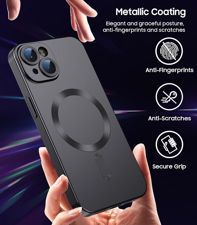 Magnetic for iPhone 15 Case Slim Soft Silicone Bumper Shockproof Metallic Shine - Image 5