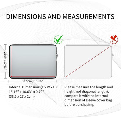 RAINYEAR 15.6 Inch Laptop Sleeve Protective Case Soft Lining Zipper Cover - Image 4