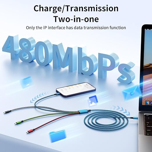 Travel Dual Type-C 4 in 1 Charging Cable, USB C Multi Charging Cable Multi - Image 3