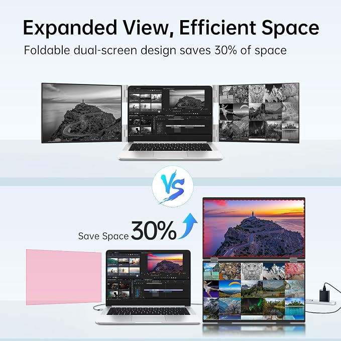InnoView 15.6" Dual Portable Monitor 1920x1080P FHD 315°Adjustable Dual Stacked - Image 2