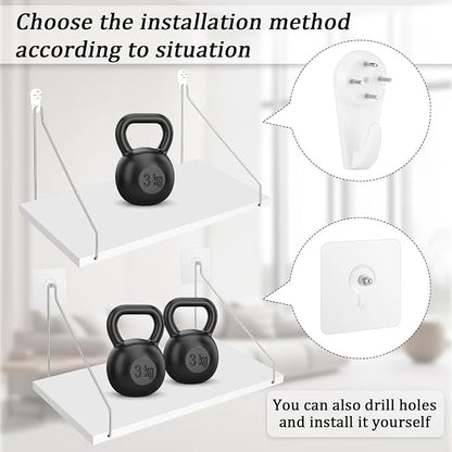 DERTE Projector Shelf for Wall 12x6 Inch Wall Mount Shelf Wood Floating - Image 5