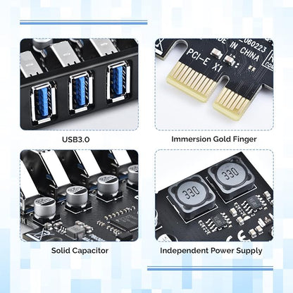 ELUTENG PCIE USB 3.0 Card 7 Ports PCI Expree to USB Expansion Card Super Speed - Image 6