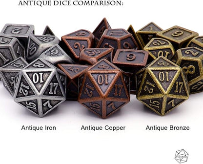Haxtec Antique Copper Metal DND Dice Set 7 Die Polyhedral D&D Dice Compatible - Image 4