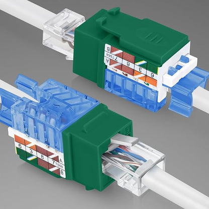 Everest 45° Angled RJ45 Cat5e Keystone Jacks 50-Pack in Green - Image 8