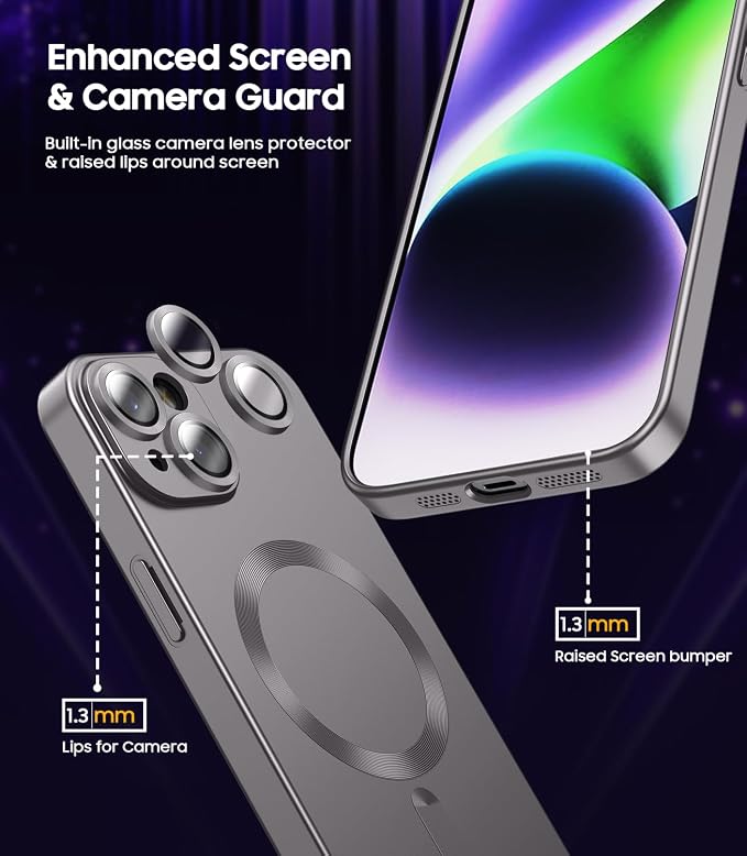 Magnetic for iPhone 14 Case Slim Soft Silicone Bumper Shockproof Metallic - Image 3