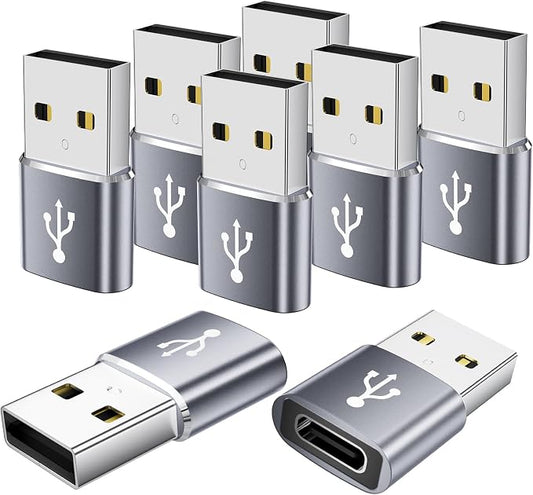 USB to USBC Adapter 8 Pack, USB A to C Adapter, USBC Female to USBA Male OTG by AiNEERich