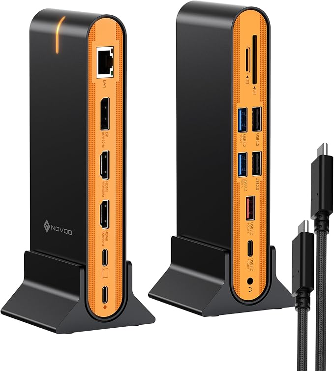 NOVOO 15-in-1 Vertical/Horizontal USB C Docking Station Triple Monitor – - Image 9