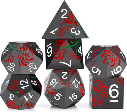 PJOY Metal Dice Set D&D Flower Dice Set DND Polyhedral Dice by PJOYDice