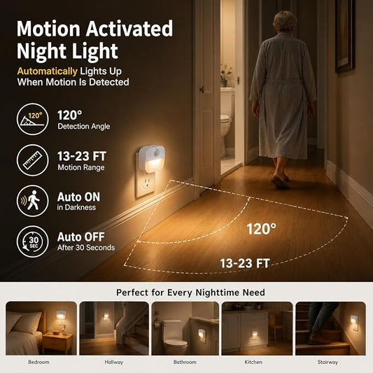 Sossi Motion Sensor Night Light Plug in 4 Pack, 10-60Lm Stepless Dimming - Image 2