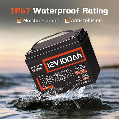 2 PCS 12V 100Ah LiFePO4 Lithium Battery MAX PLUS, Built-in 110A BMS & Bluetooth - Image 4