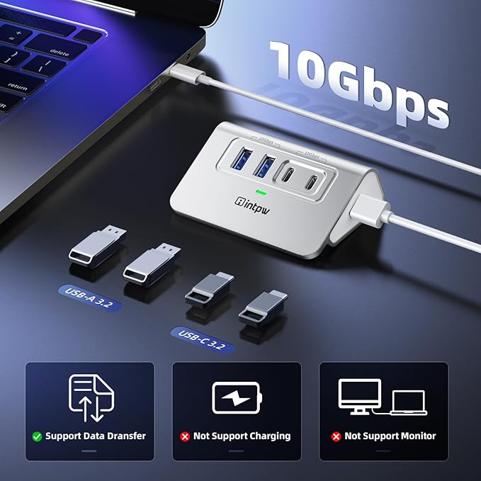 USB C Hub 10Gbps, 4 Port USB Splitter - Image 4
