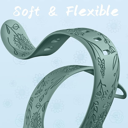 SNBLK 6 Pack Floral Engraved Bands Compatible - Image 5