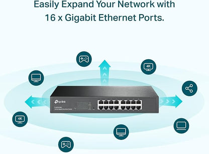 TP-Link 16 Port Gigabit Switch Easy Smart Managed Plug & Play Desktop/Rackmount - Image 2