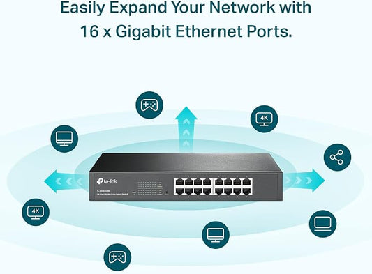 TP-Link 16 Port Gigabit Switch Easy Smart Managed Plug & Play Desktop/Rackmount - Image 2