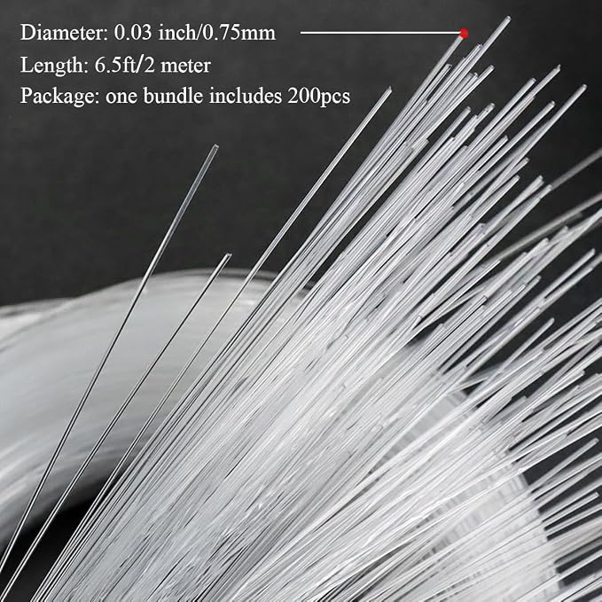 AKEPO Fiber Optic Light End Glow Cable 200pcs Ф0.03in 6.5ft/2m PMMA Plastic - Image 3