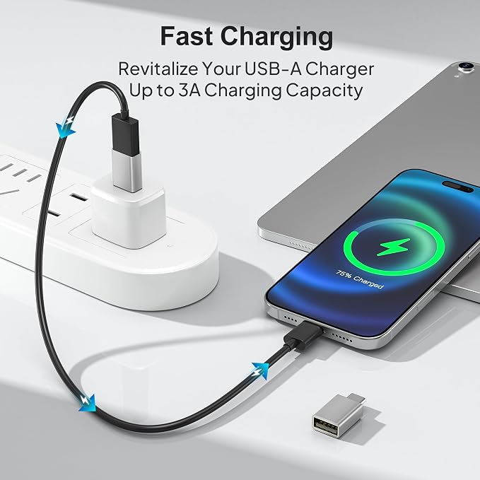 Elebase USB C Adapter for New iPhone 16 4Pack, USBC Male to USB 3.0 Female - Image 5