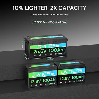 24V 100Ah LiFePO4 Lithium Battery, 2560Wh Large Capacity - Image 2