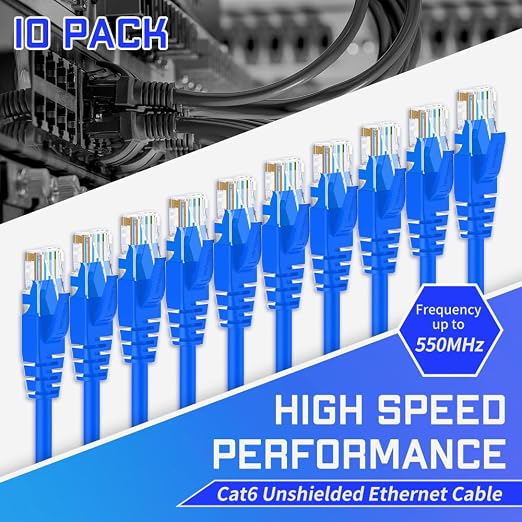 Cat6 Ethernet Cable 3 Feet 10 Pack Network RJ45 Cat6 Internet Patch Cable - Image 2