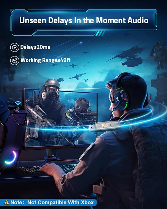 Wireless Gaming Headset for PC, 2.4GHz USB Dongle Headphones - Image 2