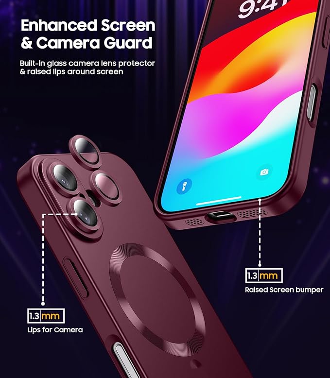 Magnetic for iPhone 16 Plus Case Slim Soft Silicone Bumper Shockproof Metallic - Image 4